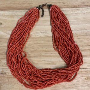 Orange Bead Torsade Multistrand Necklace
